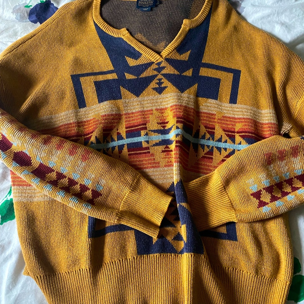 Pendleton Sweater Adult women’s Western Wear Aztec Cotton xl